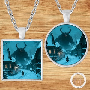 Krampus Necklace, Gothic Gifts for Her, Yule Art, Spooky Christmas Jewelry, Gothmas Gifts, Krampusnacht Pendant, Holiday Keychain 6-XMS054