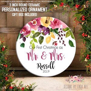 Our First Christmas as Mr & Mrs Christmas Gift Personalized Christmas Ornament Bridal Shower Gift Custom Gift for Bride and Groom OCH171