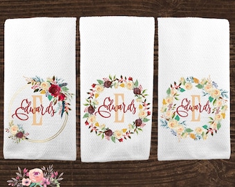 Gepersonaliseerde keuken handdoek aangepaste geschenk Housewarming cadeau schotel handdoek bruids douche cadeau verjaardag huwelijksgeschenk voor paar KTP14