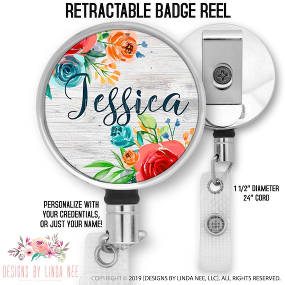 Personalized Retractable Floral Badge Reel Retractable Badge Reel Flower Badge  Reel Teacher Badge Holder Custom Name Badge Reel BRP20 -  Canada