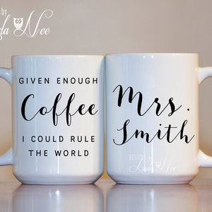 Personalisierte Tasse ~ gegeben genug Kaffee konnte ich ausschließen die Welt, lustige Kaffee-Tasse, Kaffee-Liebhaber-Geschenk, Lehrer-Geschenk, Kaffeetasse, Kaffee MSA96