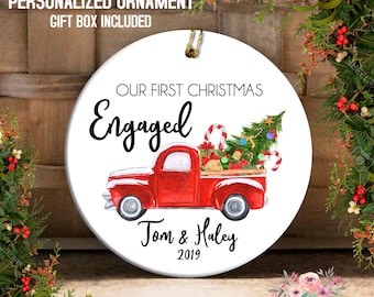 Engagement Ornament, Engaged Ornament, First Christmas Just Engaged Ornament, Custom Engagement Gift Engagement Party Ornament Gift OCH180