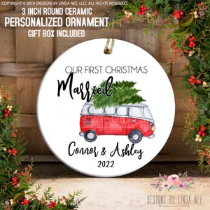 Wedding Ornament Our First Christmas MARRIED Christmas Ornament Personalized Mr and Mrs Wedding Gift Couples Ornament OCH273