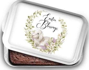 Decoración de Pascua, Bandeja para pasteles de Bendiciones de Pascua, Utensilios de cocina de Pascua, Cordero de Pascua, Sartén para pasteles cristianos, Regalo de la Iglesia, Regalo de comida, Floral X-EAS027