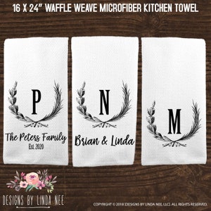 Personalized Kitchen Towel, Custom Wedding Gift, Housewarming Gift, Dish Towel, Towel, Bridal Shower Gift Anniversary Gift for Couple KTP16
