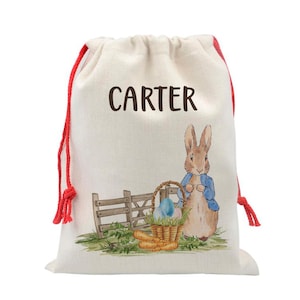 Personalized Peter Rabbit Bag, Kids Easter Sack, Extra Large Easter Gift Bag, Easter Basket, Kids Easter Bag, Peter Cottontail B-EAS002