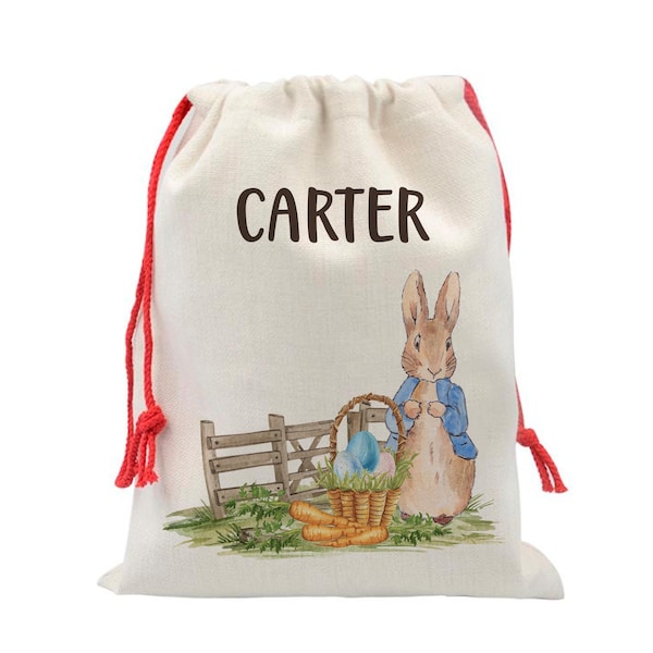 Personalized Peter Rabbit Bag, Kids Easter Sack, Extra Large Easter Gift Bag, Easter Basket, Kids Easter Bag, Peter Cottontail B-EAS002