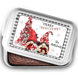 Personalized Cake Pan Christmas Gnome Casserole Dish, Christmas Housewarming Gift, Wedding Gift Bridal Shower Gift Christmas Gnome 7-XMS011