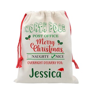Custom Santa Sack, North Pole Express Santa Delivery Sack, Christmas Gift Bag, Christmas Gift Bag for Kids, Santa Sack for Gift X-XMS078