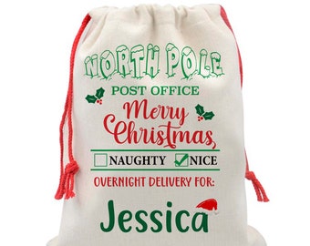 Saco de Papá Noel personalizado, Saco de entrega de Santa del Polo Norte, Bolsa de regalo de Navidad, Bolsa de regalo de Navidad para niños, Saco de Papá Noel para regalo X-XMS078