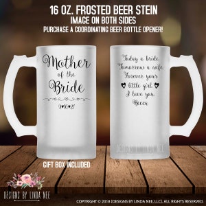 Mother of the Bride Beer Mug, Mother of the Bride Gift, Personalized Beer Mug, Wedding Gift, Beer Glass Gift for Mom Gift from Bride MPH055