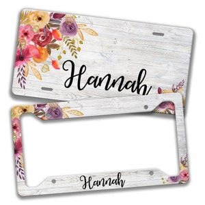 Personalized License Plate License Plate Floral License Plate Car Accessories Custom Tag Seatbelt Cover Coasters Keychain Z-ALP5