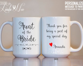 Aunt of the Bride Mug, Personalized Aunt Wedding Mug, Wedding Thank You Gift for Aunt, Aunt Thank You, Aunt and Uncle, Wedding Gift MPH189