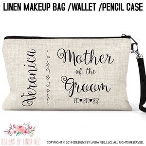 Personalized Mother of the Groom Cosmetic Wedding Bag, Bridal Party Bag,Bride Makeup Bag, Mother of the Groom Gift Bag, Toiletry Bag CBP2