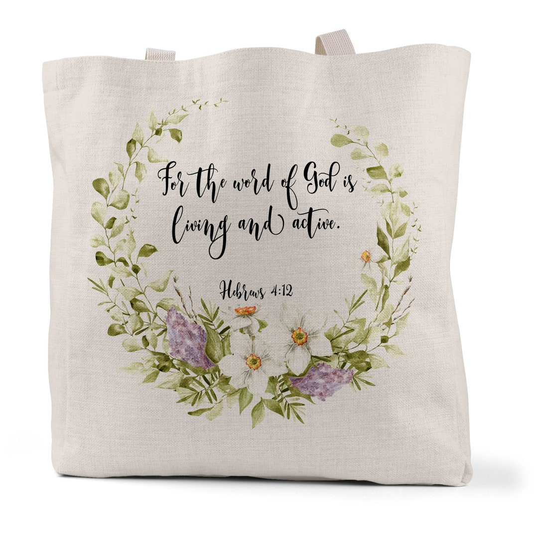 Christian Tote Bag, Chemo Treatment Bag, Hebrews 412 Book Bag, Chemo