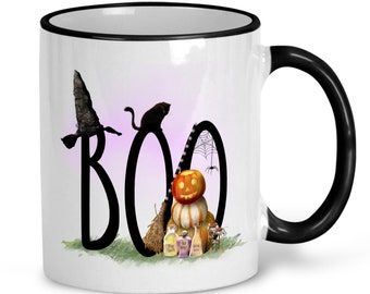 Boo Coffee Mug, Halloween Pumpkin Mug, Halloween Coffee Mug, Scary Coffee Cup, Fall Mug, Black Cat Mug, Witch Hat Tea Cup, Spiders X-HAL030