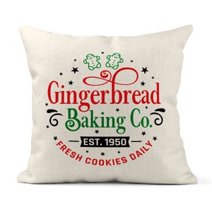 Gingerbread Pillow Cover, Christmas Pillow Cover, Gingerbread Cookies Pillow Cover, Gingerbread Decor Farmhouse Pillow Teacher Gift X-XMS066
