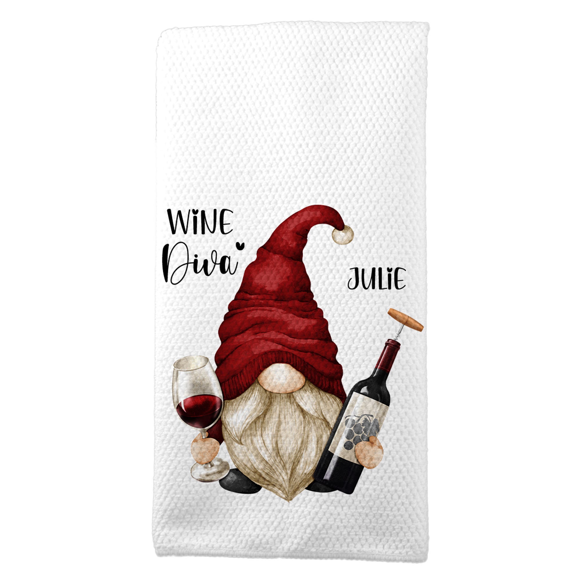 Wine Diva Apron Personalized Gnome Wine Towel Gift For Her Etsy 日本