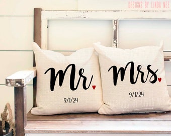 Couples Gifts Mr Pillow Mr and Mrs Pillow Wedding Gift Personalized Pillow Anniversary Gift Custom Pillow Shower Gift Bedroom Decor PCP137