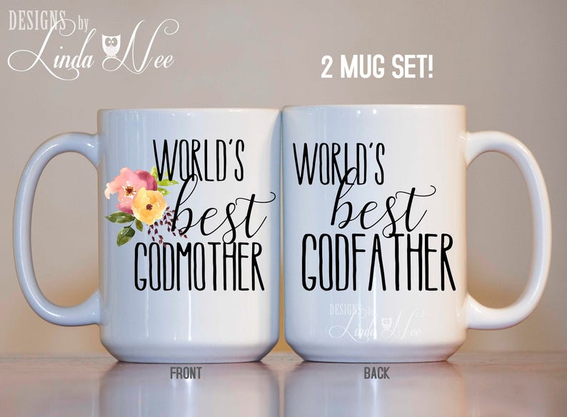 Godparent Mug Set Godparent Gifts Baptism Gift for Godparents Baptism Gifts Godparents Godfather Mug Godmother Mug Gift for Godparent MPH404 image 2