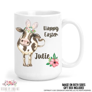 Easter Bunny Custom Name Mug, Personalized Easter Mug, Easter Gift Idea, Easter Coffee Mug, Easter Kids Mug, Easter Basket Gift Idea, Coffee