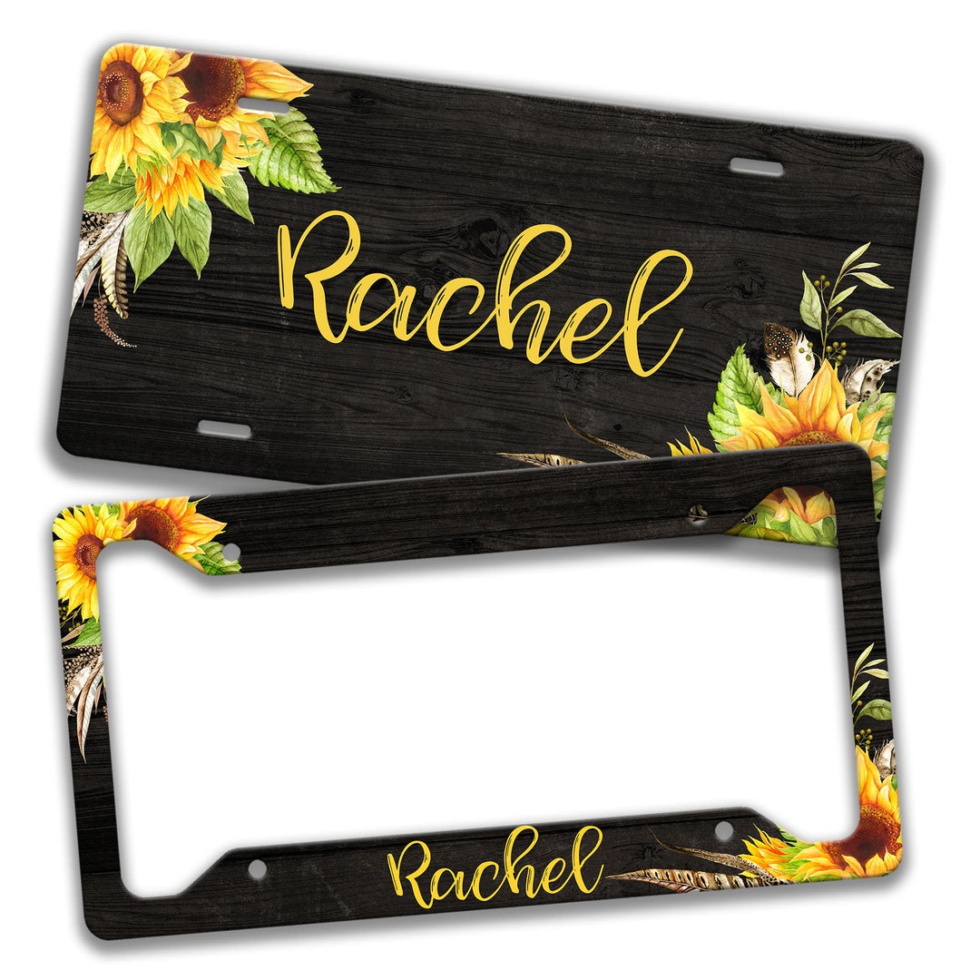 Sunflower License Plate Frame Car Accessories Boho - Etsy
