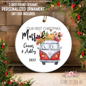 Our First Christmas MARRIED Christmas Ornament Personalized Wedding Ornament Mr and Mrs Wedding Gift Couples Ornament OCH278