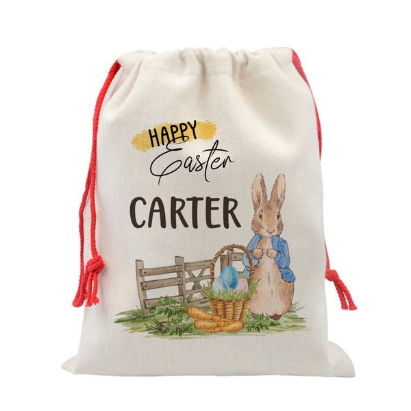 Personalized Peter Rabbit Bag, Kids Easter Sack, Extra Large Easter Gift Bag, Easter Basket, Kids Easter Bag, Peter Cottontail B-EAS006