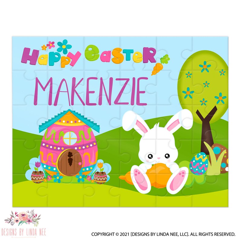 Personalized Puzzle for Kids Easter Bunny Puzzle Easter Etsy