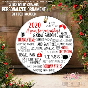 Ornamento di quarantena 2020 Regalo commemorativo Ornamento di pandemia 2020 Un anno da ricordare Ornamento di pandemia di Natale 2020 Carta igienica OCH310
