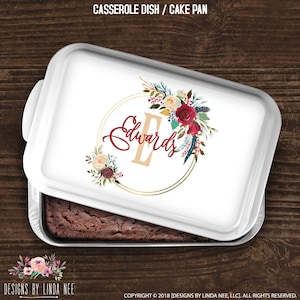 Personalized Cake Pan Casserole Dish Housewarming Gift Wedding Gift Bridal Shower Gift Custom Hostess Gift Monogrammed Gift PCD1