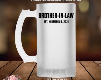 Personalized Brother-in-Law Beer Mug Brother in Law Gift Personalized Beer Mug Wedding Gift Beer Glass Wedding Party Gifts Custom Mug MPH432