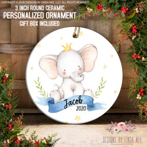 Elephant Girl&#39;s Christmas Ornament Personalized Girl&#39;s Ornament Toddlers Gift Girl Christmas Ornament Boy Gift Little Elephant custom OCH243