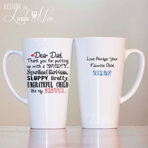 Personalized Latte Mug for Dad, Birthday Gift Mug Dad, Father's Day Gift,  Favorite Child Gift World's Best Dad Funny Coffee Latte Mug MPH101