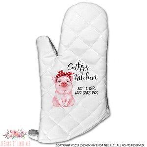 Personalized Pig Dish Towel, Oven Mitt and Pot Holder with Just a Girl Who Loves Pigs Quote J-WEL001 Oven Mitt