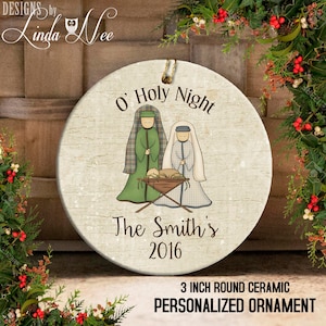 Personalized Christian Nativity Christmas Ornament, O&#39; Holy Night, Christian Nativity Ceramic Ornament, Mary Joseph Jesus Religious OCH11