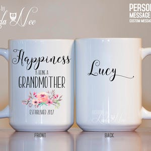 Personalized Happiness is being a Grandmother Mug, Grandmother Gift, Grandma Gift, Baby Reveal Mug, Pregnancy Announcement, Grandma MPH255