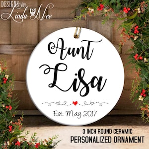 Aunt Christmas Ornament, Personalized Ornament, Gift for Aunt, Gift for Sister, Auntie, Aunty, Gift for Sister Est Aunt Gift Christmas OPH12