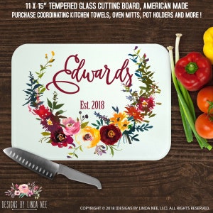 Personalized Cutting Board Housewarming Gift Bridal Shower Gift Custom Cutting Board Wedding Gift Glass Cutting Board Anniversary Gift CBP21
