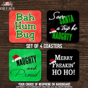 Christmas Coasters Drink Coasters Christmas Decor Santa Coasters Housewarming Gift Coaster Set Christmas Gift Coasters for Drinks CHO5