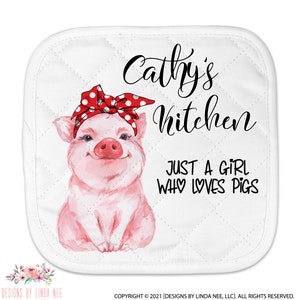 Personalized Pig Dish Towel, Oven Mitt and Pot Holder with Just a Girl Who Loves Pigs Quote J-WEL001 Pot Holder