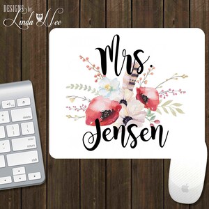 Mrs Mouse Pad, BOHO Mousepad, Gifts for Mrs, Mrs  Mousepad, Personalized Mousepad, Teacher Gift, Mrs Floral Gift, Mrs Wedding Gift, Mrs  AP8
