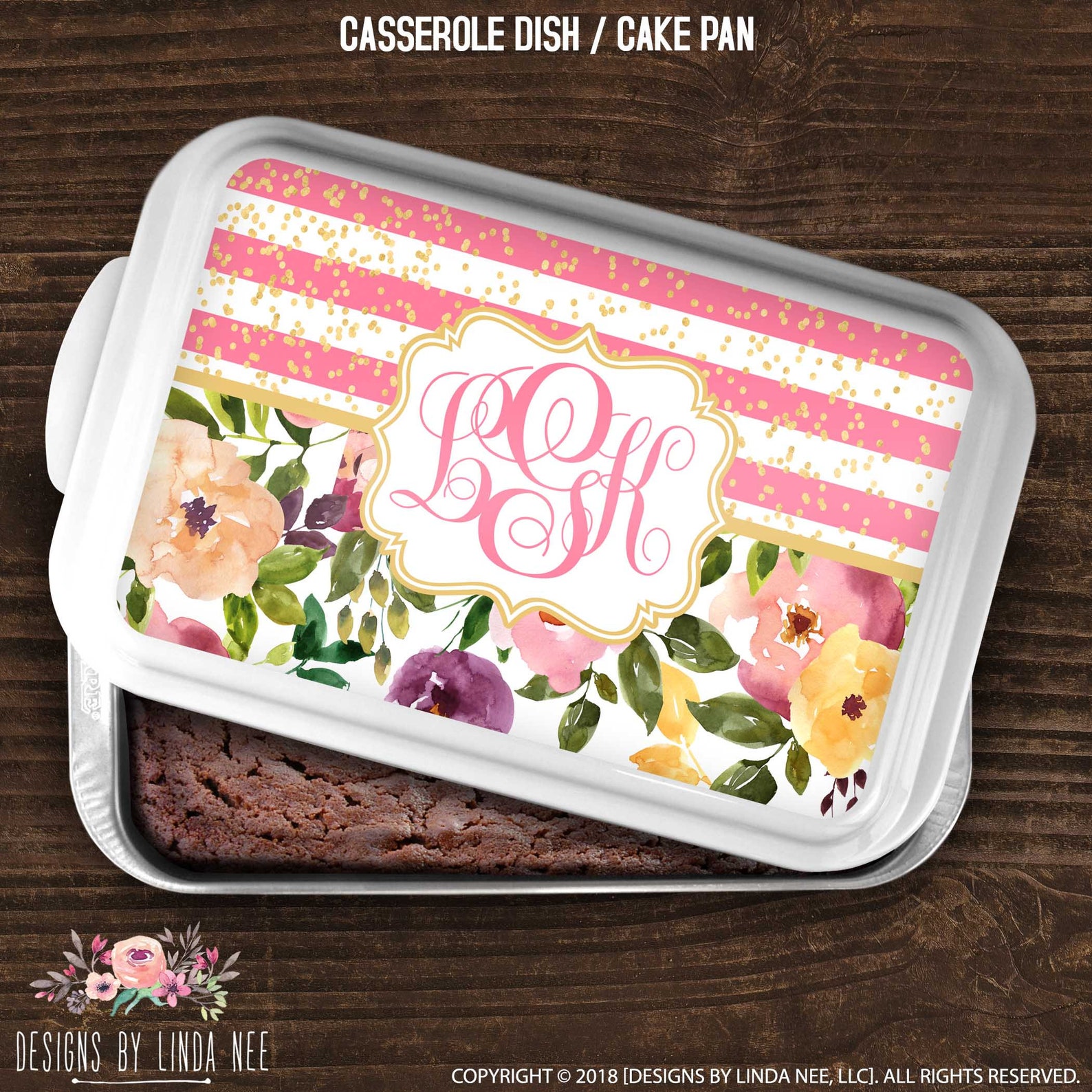 Monogrammed Cake Pan Bridal Shower Gift Personalized Casserole - Etsy