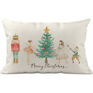 Nutcracker Pillow, Christmas Ballet, Christmas Pillow, Nutcracker Decor, Holiday Pillow, Lumbar Pillow Cover, 2x20 Pillow, Clara X-XMS076