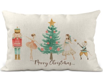 Nutcracker Pillow, Christmas Ballet, Christmas Pillow, Nutcracker Decor, Holiday Pillow, Lumbar Pillow Cover, 2x20 Pillow, Clara X-XMS076
