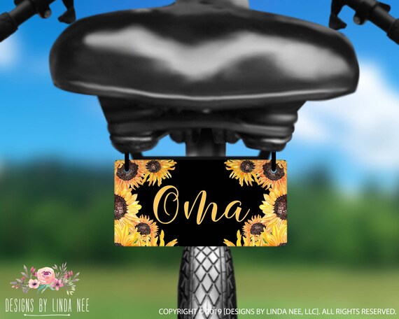 Sunflower Custom License Plate Floral Bike License Plate Personalized Bike Tag Biking Novelty Plate Bicycle Tag Car Vanity Plate Women BLP20