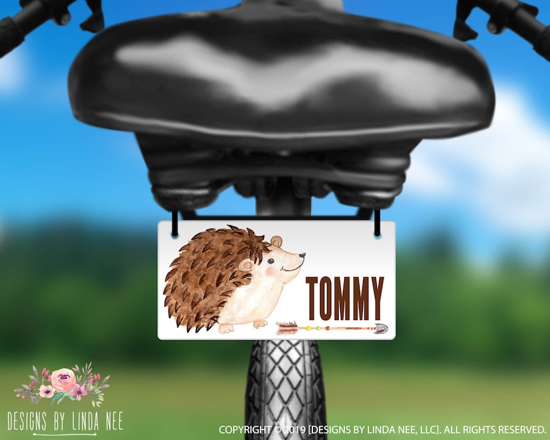 Kids Bike License Plate Boy Hedgehog Personalized Bike Tag Etsy