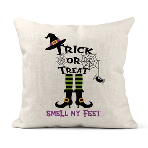 Halloween Pillow Cover, October 31 Halloween Decor, Living Room, Witches Legs Pillow Gift Housewarming Holiday Cover Halloween Gift X-HAL005
