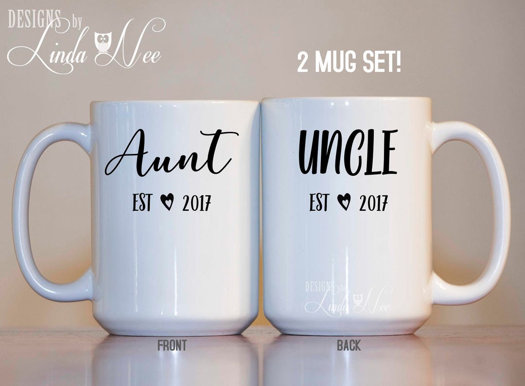 Aunt and Uncle Mug Set, Personalized Pair of Aunt and Uncle Established ...