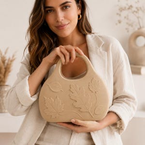 Autumn Leaf Sculptural Clutch | Botanical 3D Printed Evening Bag | Fall Foliage Statement Accessory